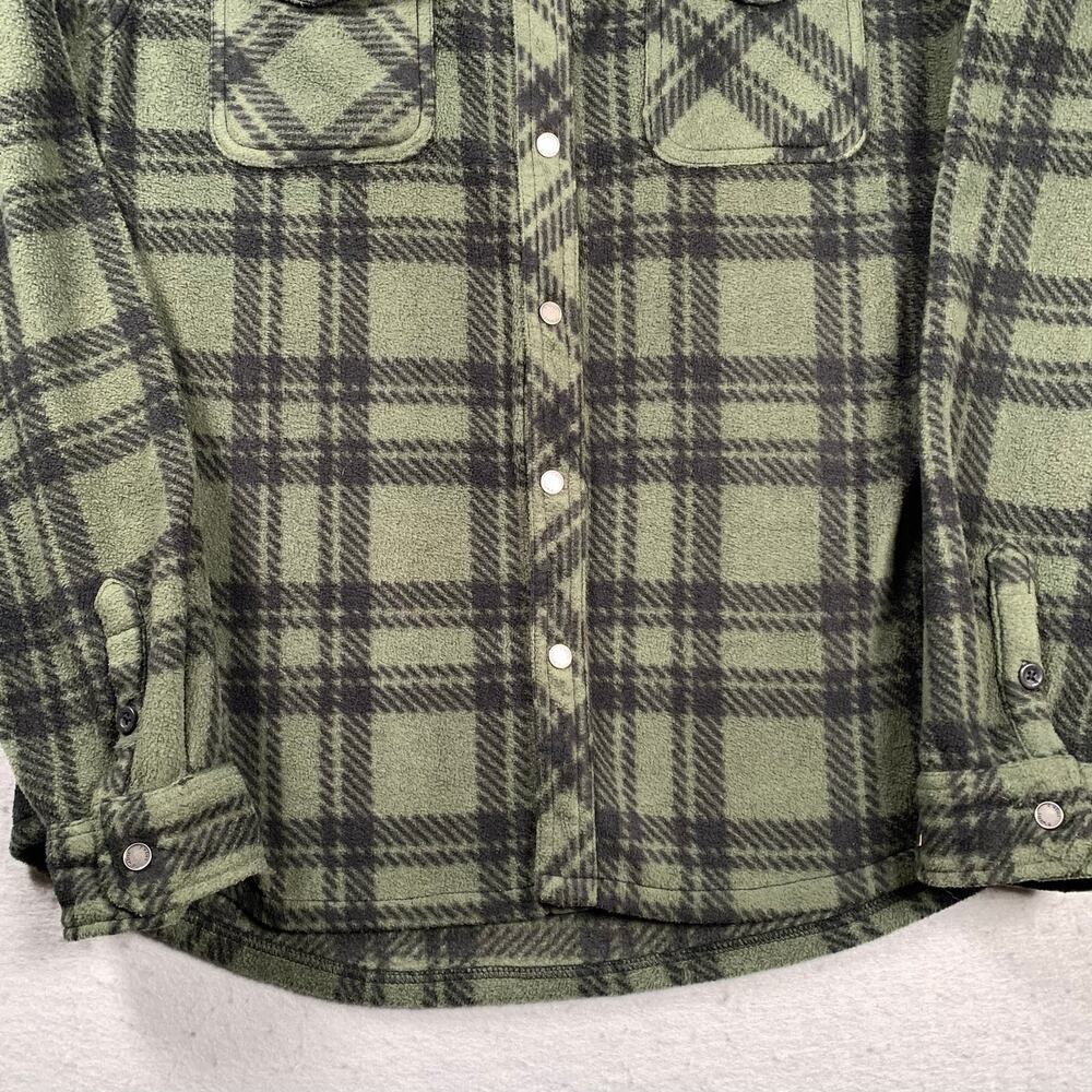 O'neill Shirt Mens Large Super Fleece Icecap Flannel Snap Button Plaid Green - Picture 8 of 10